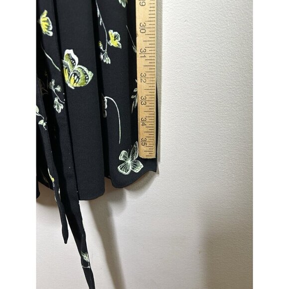 Lauren Conrad Dress Black Floral Short Sleeve & Back Neck Tie Size Medium - Picture 3 of 9